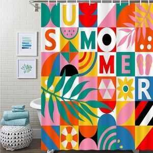 Colorful Summer Tiles Shower Curtain - Multicolor